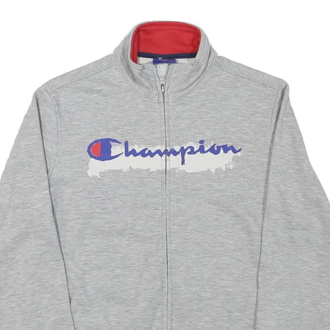 CHAMPION Mens Grey Zip Collar XS Cotton Blend Sweatshirt Full Zip Sportswear