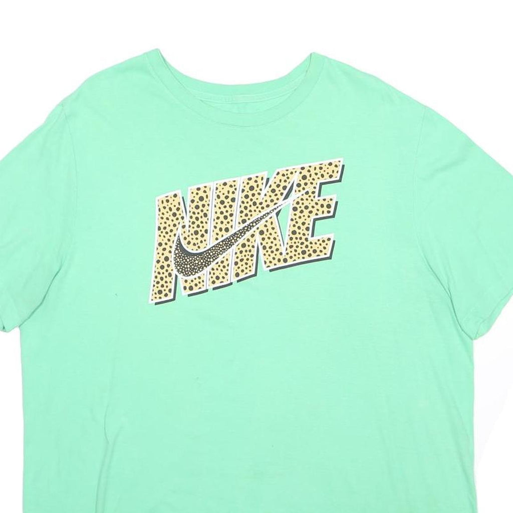 NIKE Mens Mint Green Graphic T-Shirt XL Short Sleeve Crew Neck Cotton Blend