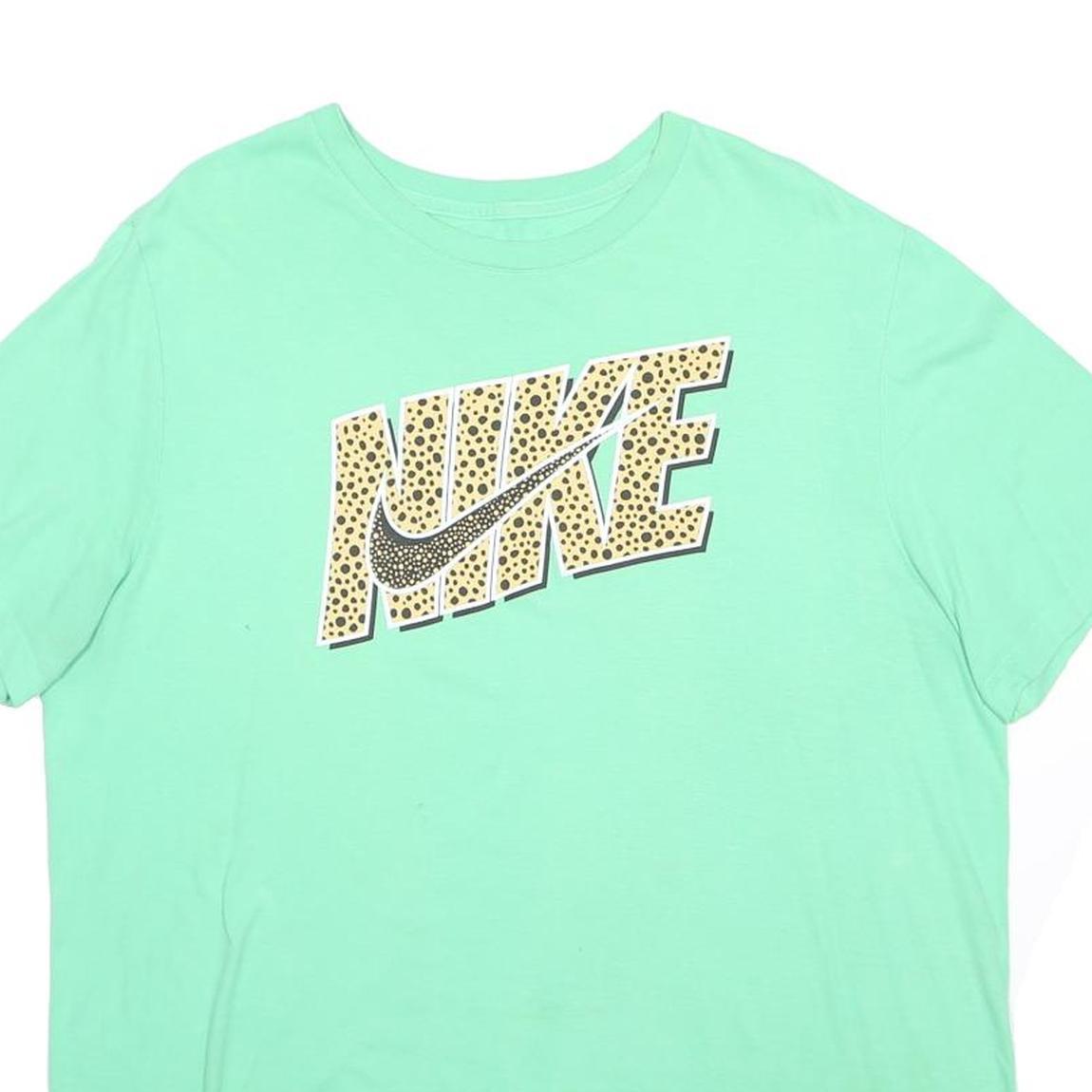 NIKE Mens Mint Green Graphic T-Shirt XL Short Sleeve Crew Neck Cotton Blend