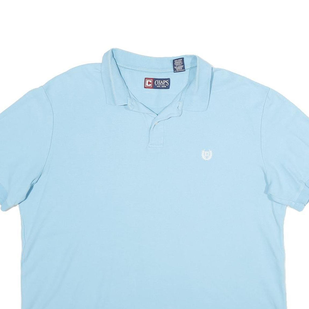 CHAPS Mens Blue Polo Shirt XL Cotton Basic Short Sleeve Casual Classic