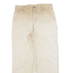 DICKIES Mens Regular Beige Cotton Blend Regular Leg Trousers W34 L30 Workwear