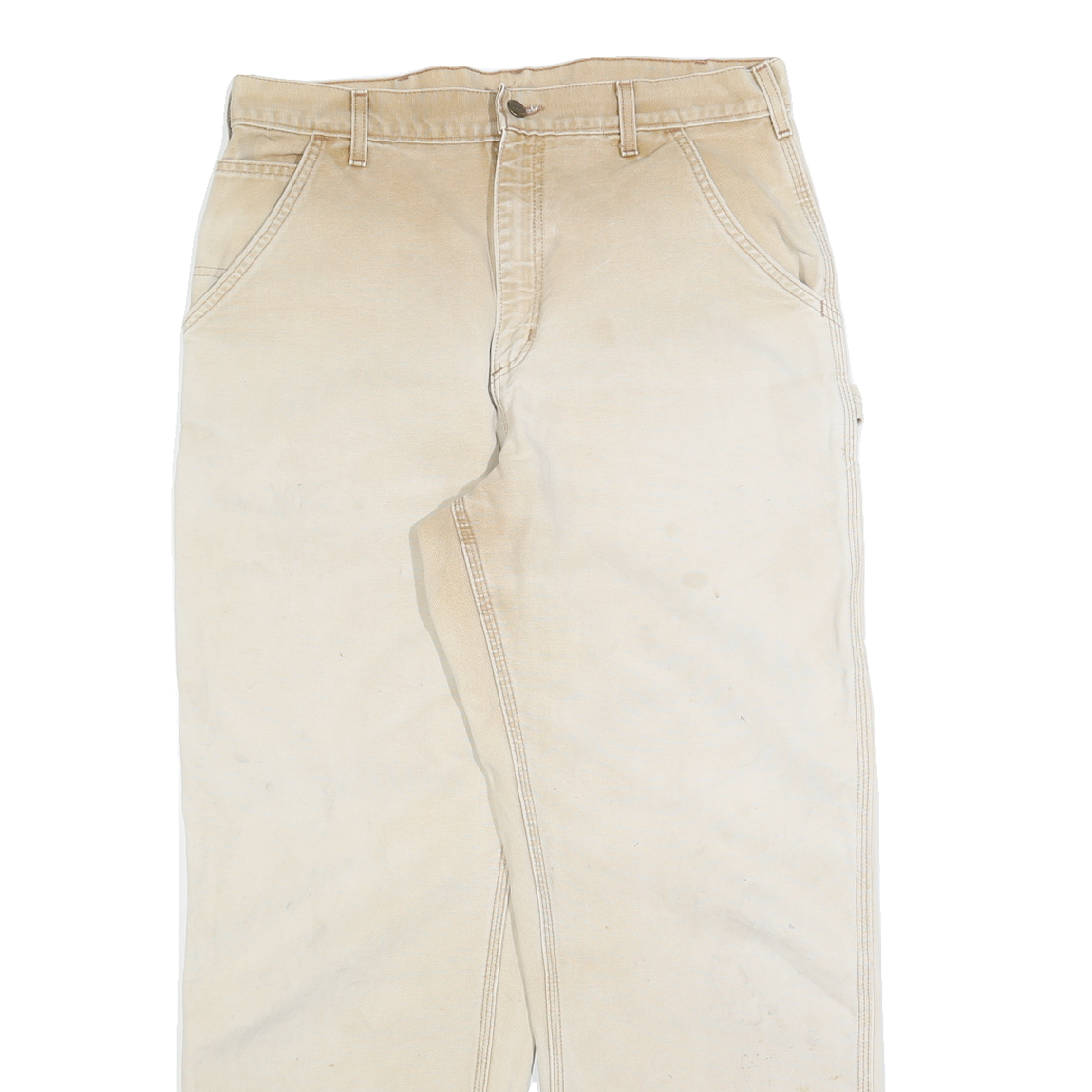 DICKIES Mens Regular Beige Cotton Blend Regular Leg Trousers W34 L30 Workwear