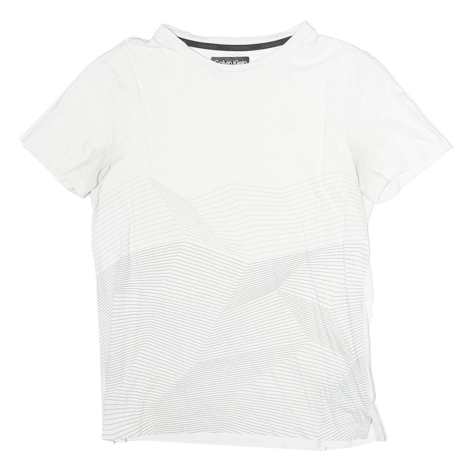 CALVIN KLEIN Mens White Short Sleeve T-Shirt S Crew Neck Cotton Minimalist