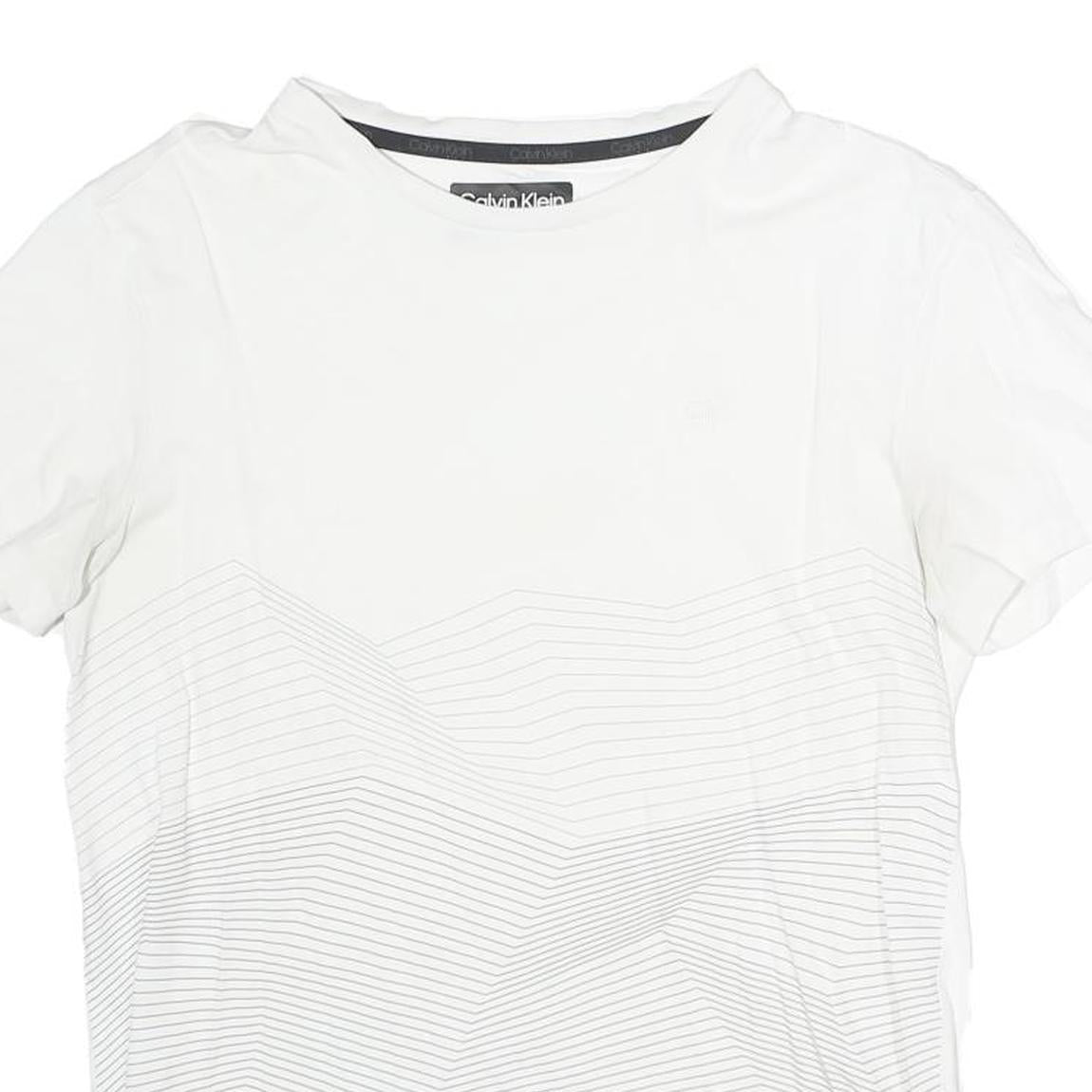 CALVIN KLEIN Mens White Short Sleeve T-Shirt S Crew Neck Cotton Minimalist