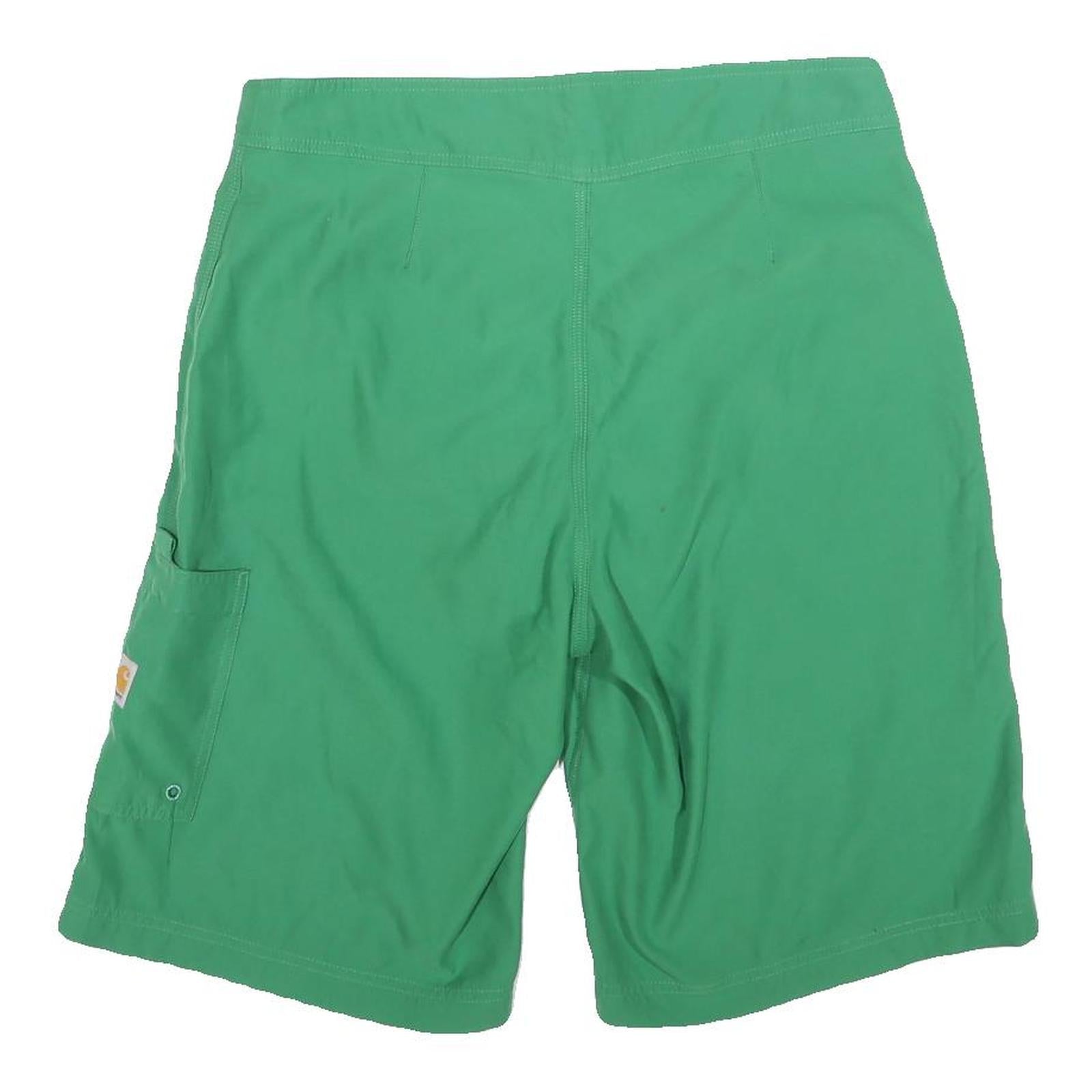 CARHARTT Mens Shorts Green Polyester Blend Casual M W32 Logo Print Drawstring