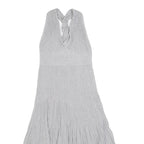 JOSEPH Womens Silver Fit & Flare Knit Sleeveless Midi Dress XS Elegant Summer