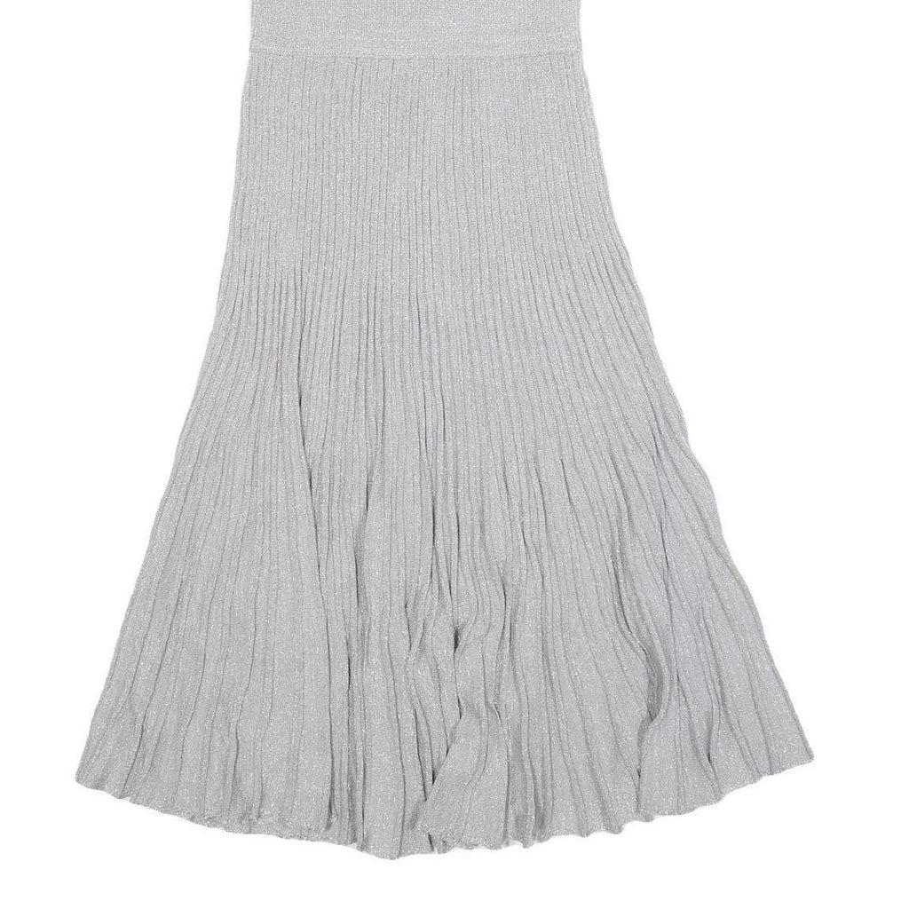 JOSEPH Womens Silver Fit & Flare Knit Sleeveless Midi Dress XS Elegant Summer