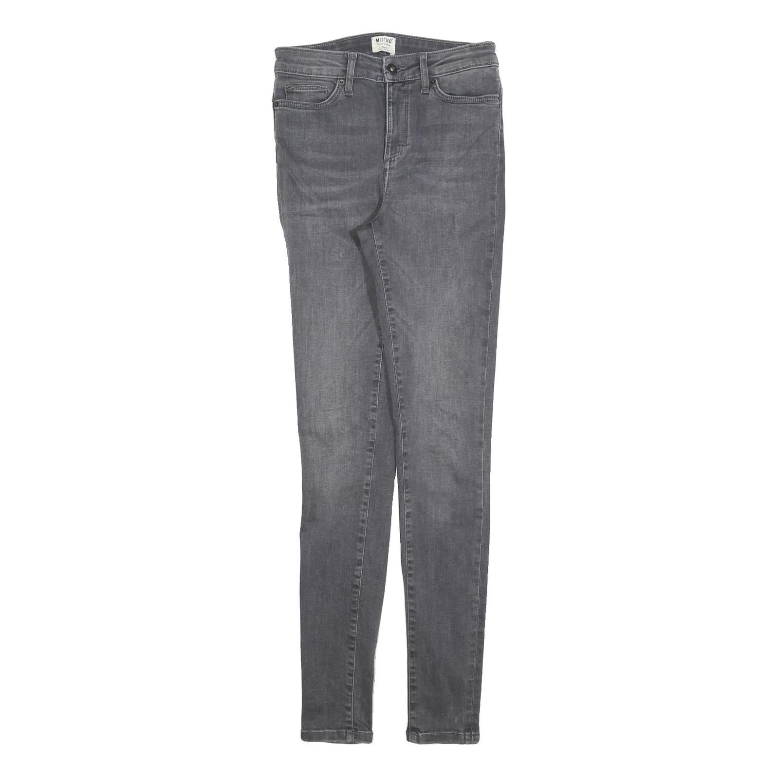 MUSTANG Womens Slim Grey Denim Skinny Jeans Cotton Blend W25 L30 Classic Zip