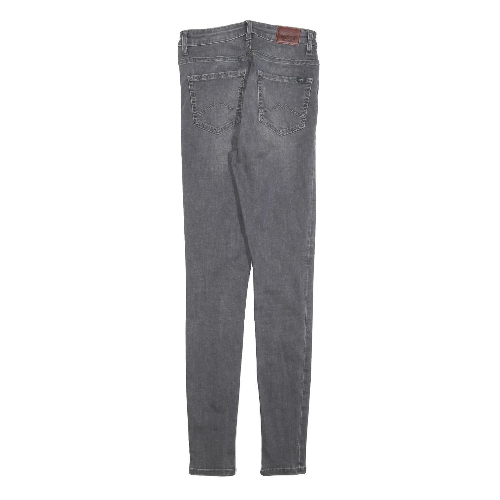 MUSTANG Womens Slim Grey Denim Skinny Jeans Cotton Blend W25 L30 Classic Zip