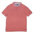 TOMMY HILFIGER Mens Red Short Sleeve Plain L Polo Shirt Cotton Blend Casual