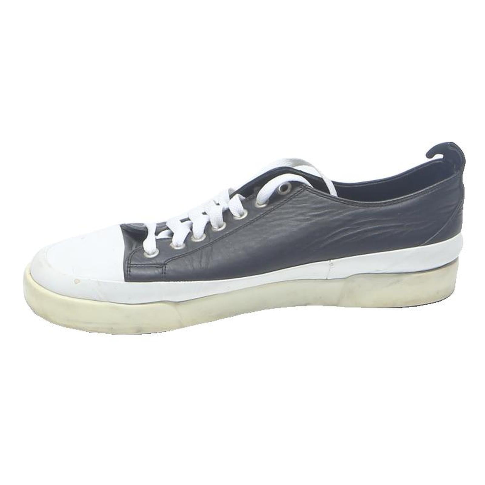DOLCE & GABBANA Leather Mens Low Top Trainers Black White UK 7.5 Designer