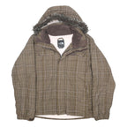 THE NORTH FACE Womens Brown Checked HyVent Jacket M Nylon Zip Hooded Outdoor