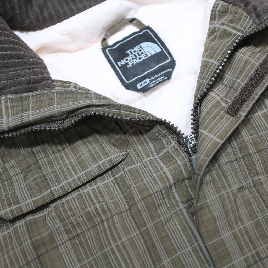 THE NORTH FACE Womens Brown Checked HyVent Jacket M Nylon Zip Hooded Outdoor