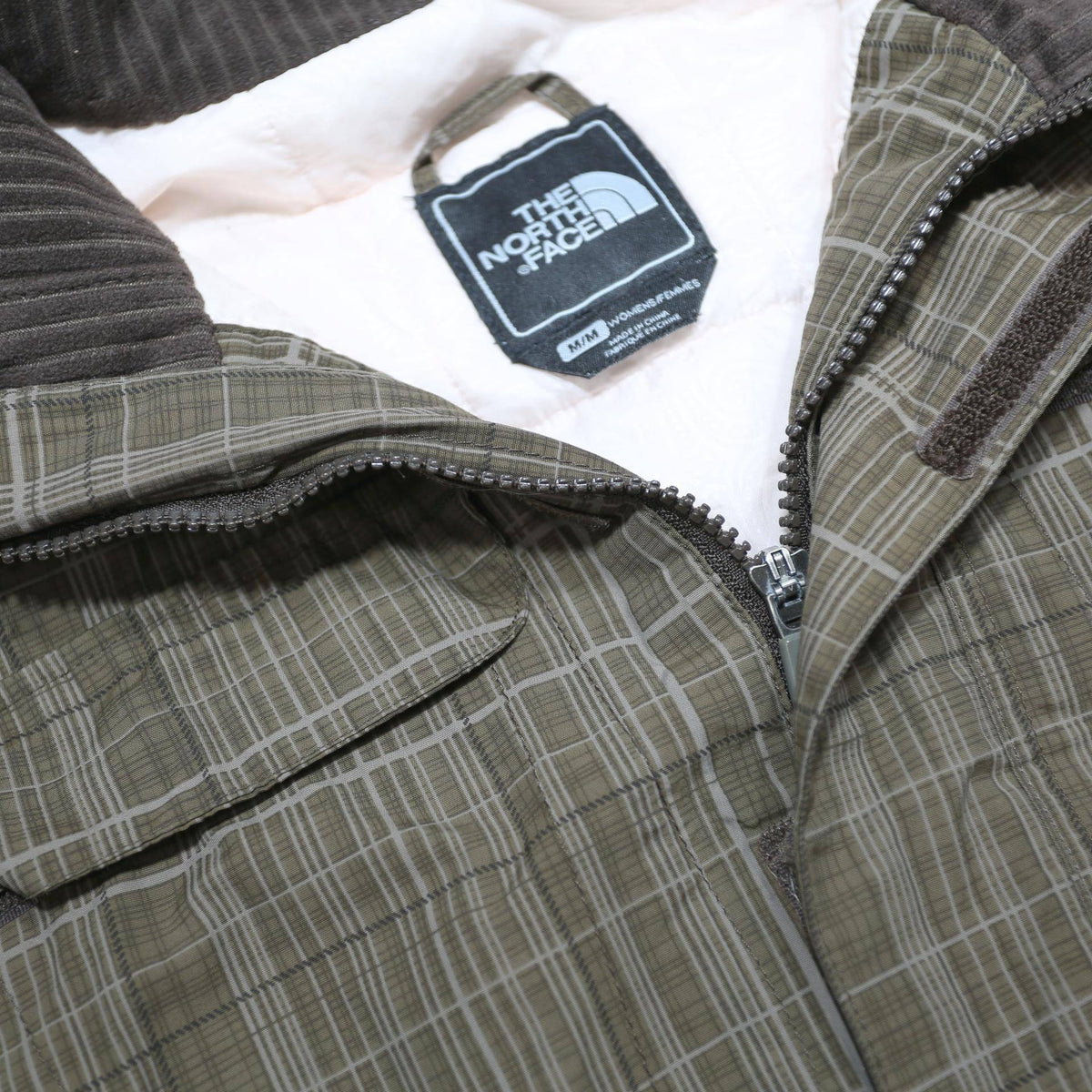 THE NORTH FACE Womens Brown Checked HyVent Jacket M Nylon Zip Hooded Outdoor