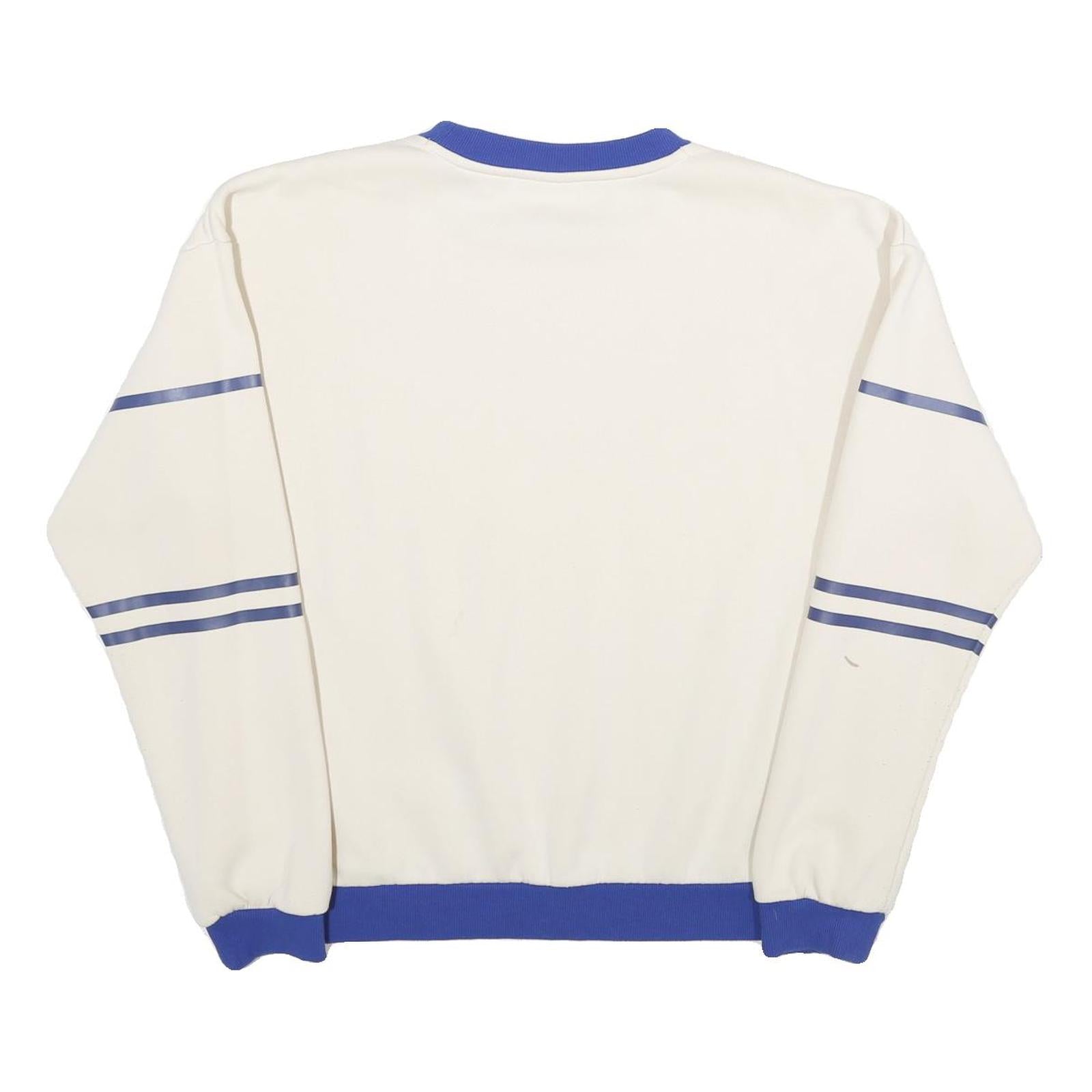 FILA Mens Cream & Blue Logo Crew Neck L Retro Sports Sweatshirt