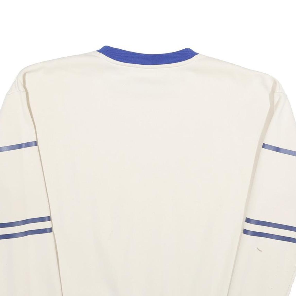 FILA Mens Cream & Blue Logo Crew Neck L Retro Sports Sweatshirt