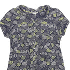 WHITE STUFF Womens Navy Blue & Pale Green Printed Short Sleeve Crew Neck Top UK