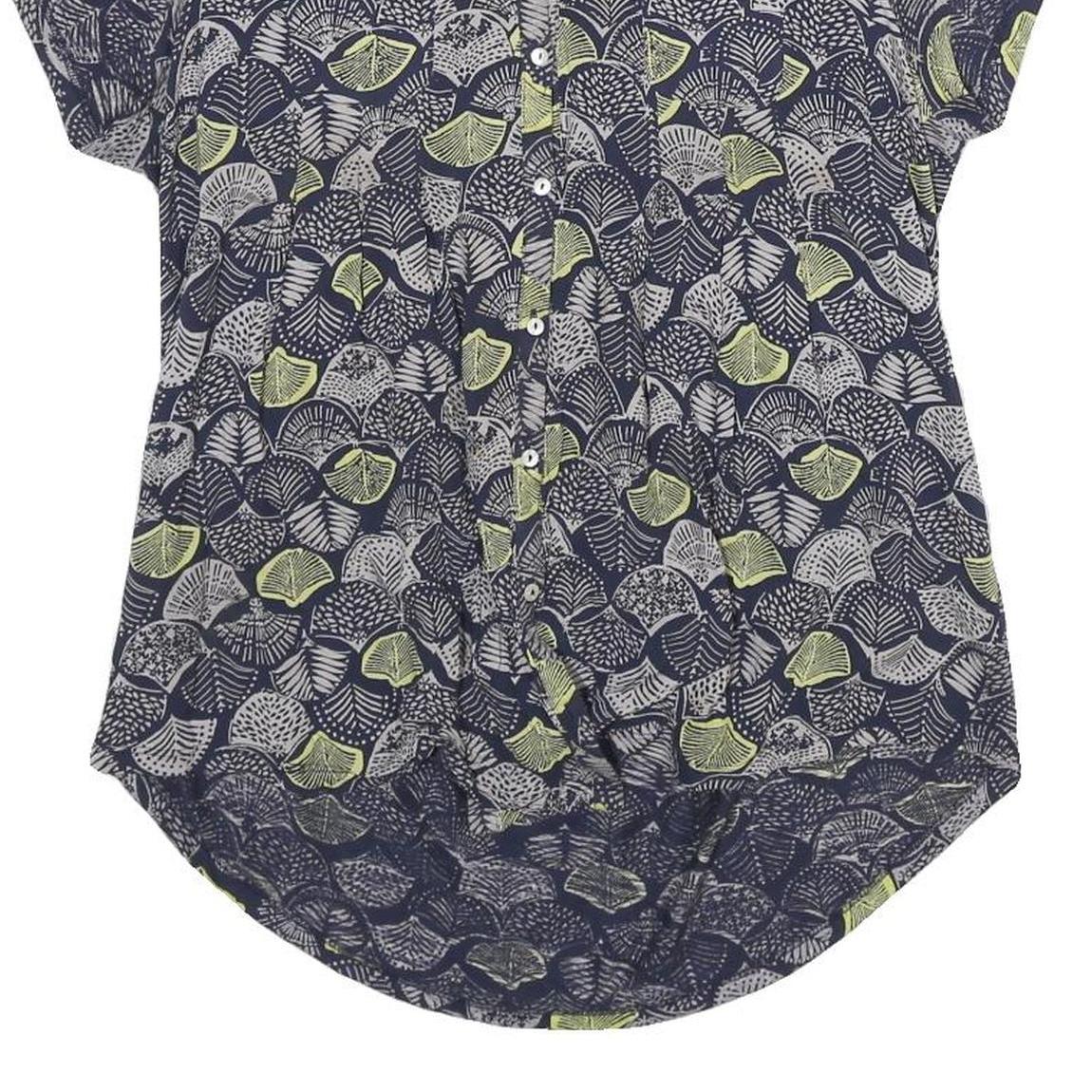 WHITE STUFF Womens Navy Blue & Pale Green Printed Short Sleeve Crew Neck Top UK