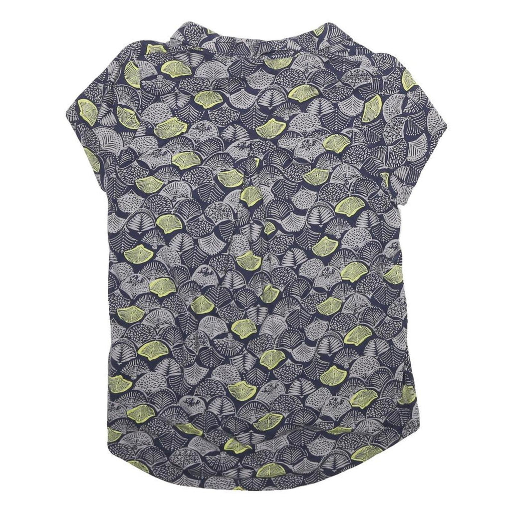 WHITE STUFF Womens Navy Blue & Pale Green Printed Short Sleeve Crew Neck Top UK