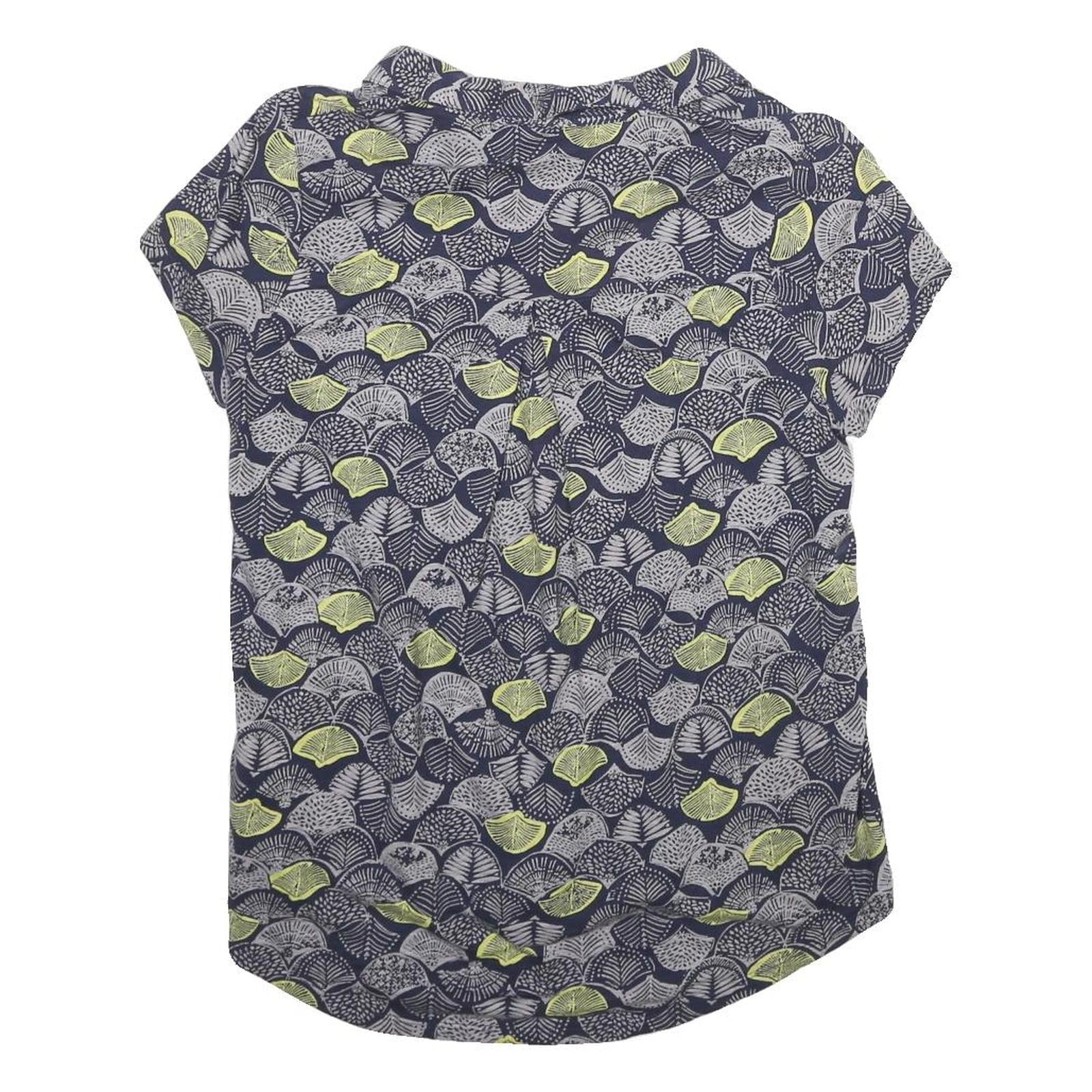 WHITE STUFF Womens Navy Blue & Pale Green Printed Short Sleeve Crew Neck Top UK
