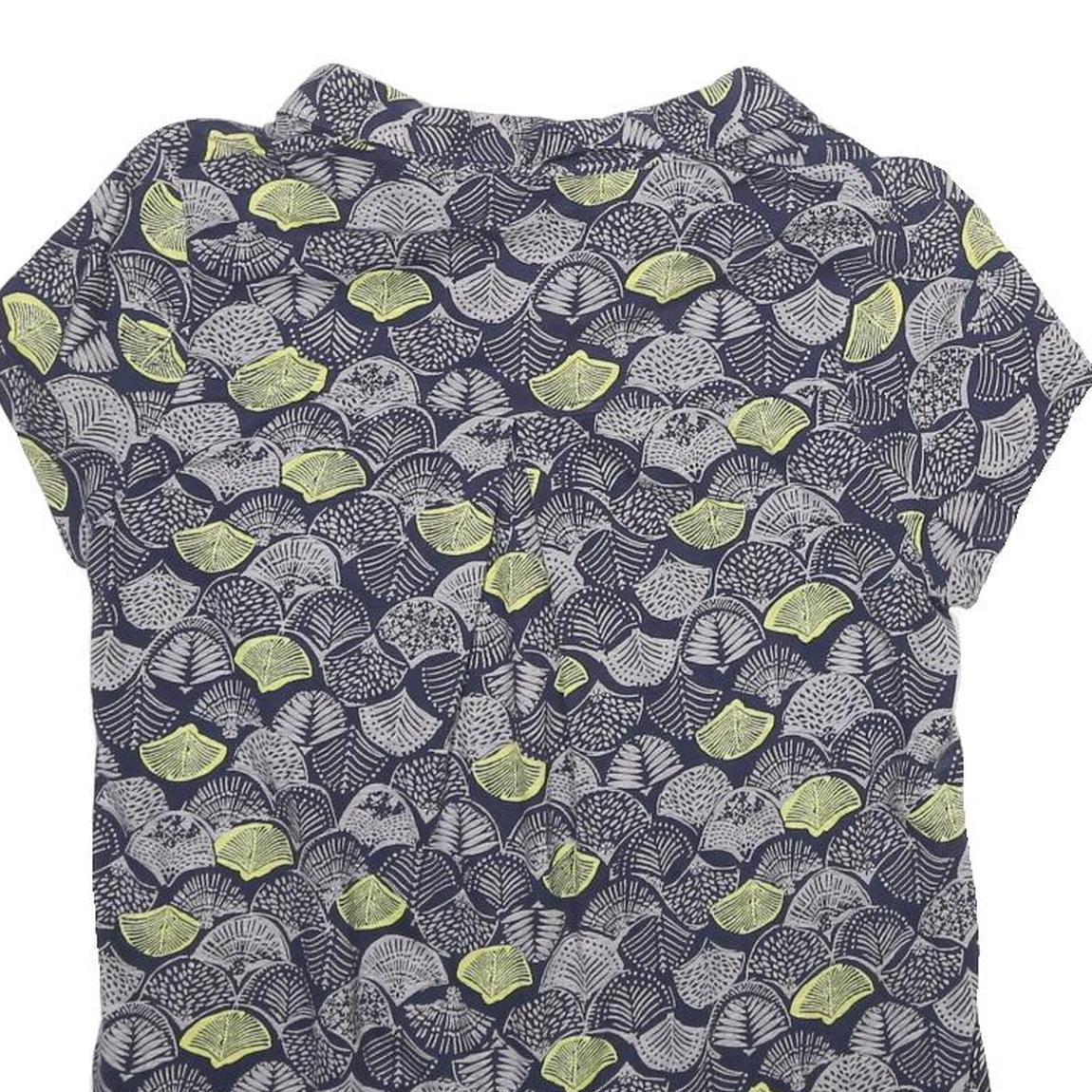 WHITE STUFF Womens Navy Blue & Pale Green Printed Short Sleeve Crew Neck Top UK