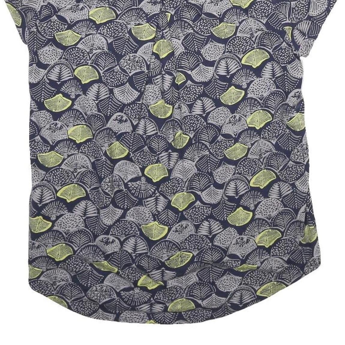 WHITE STUFF Womens Navy Blue & Pale Green Printed Short Sleeve Crew Neck Top UK