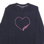 TOMMY HILFIGER Womens Black Heart Pattern Plain Crew Neck Basic Knit Jumper XL