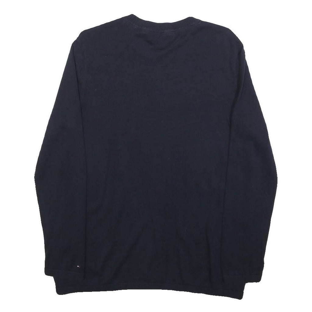TOMMY HILFIGER Womens Black Heart Pattern Plain Crew Neck Basic Knit Jumper XL