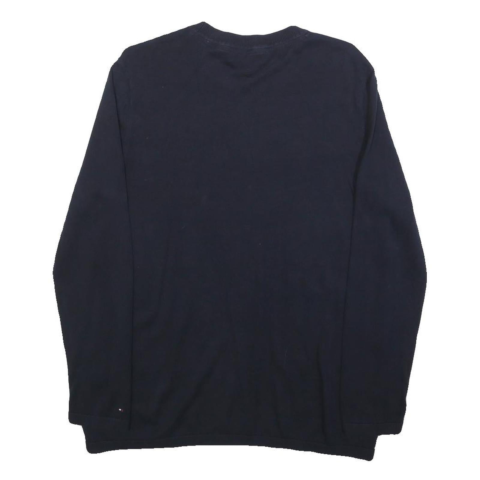 TOMMY HILFIGER Womens Black Heart Pattern Plain Crew Neck Basic Knit Jumper XL