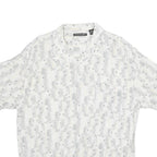 JOHN HENRY Mens White Pattern Shirt L Lightweight Casual Viscose
