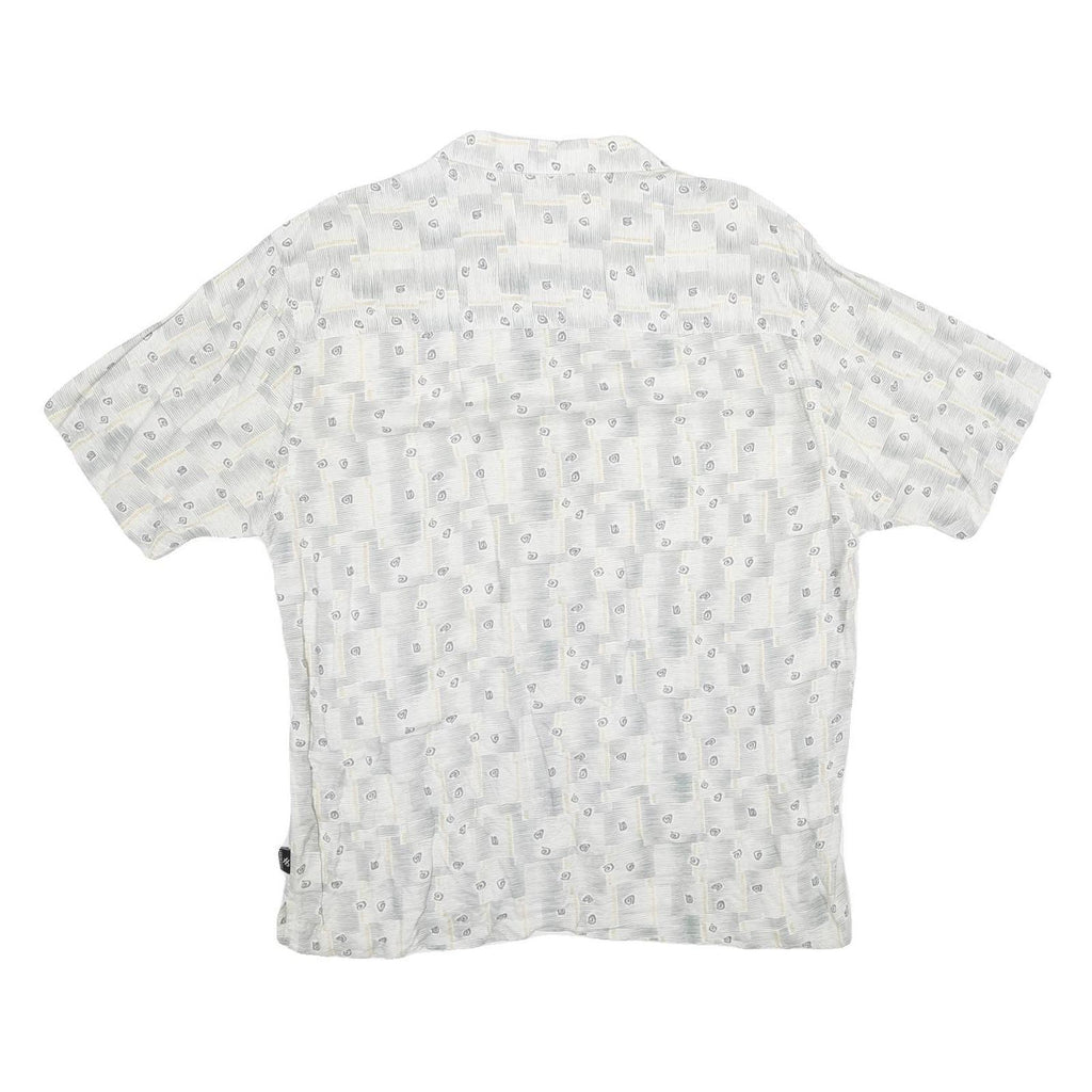JOHN HENRY Mens White Pattern Shirt L Lightweight Casual Viscose