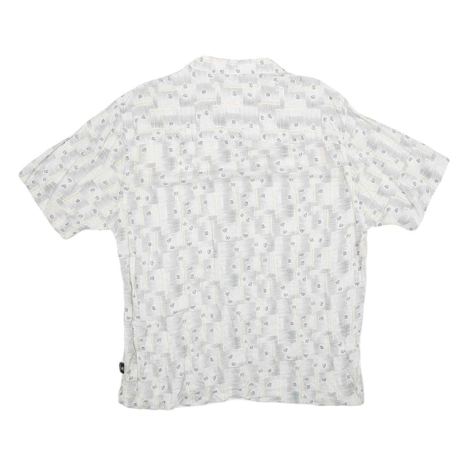 JOHN HENRY Mens White Pattern Shirt L Lightweight Casual Viscose