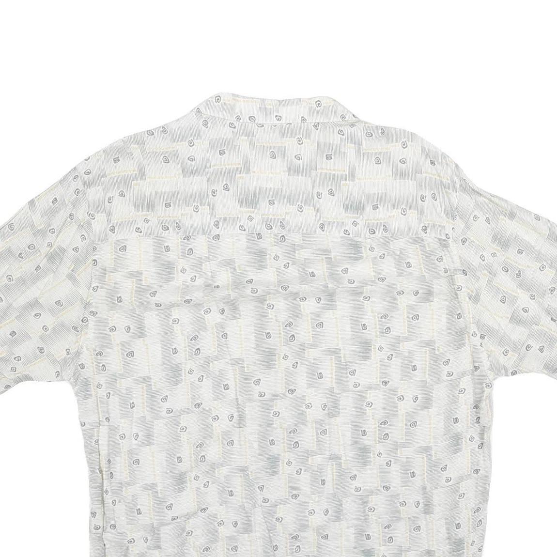 JOHN HENRY Mens White Pattern Shirt L Lightweight Casual Viscose