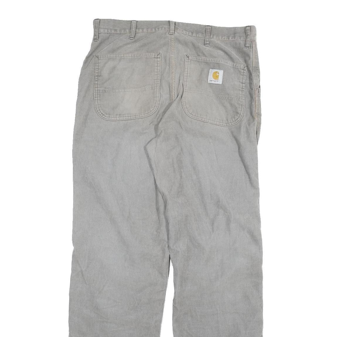 CARHARTT Mens Relaxed Beige Cotton Blend Straight Leg Trousers W34 L33 Workwear