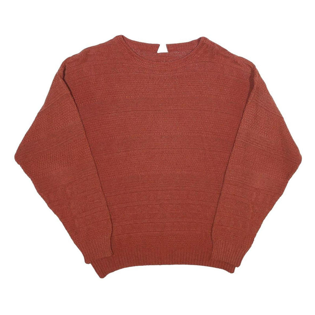 Mens Rust Patterned Cotton Blend Jumper Crew Neck Waffle Knit S Casualwear
