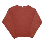 Mens Rust Patterned Cotton Blend Jumper Crew Neck Waffle Knit S Casualwear