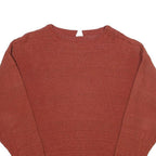 Mens Rust Patterned Cotton Blend Jumper Crew Neck Waffle Knit S Casualwear