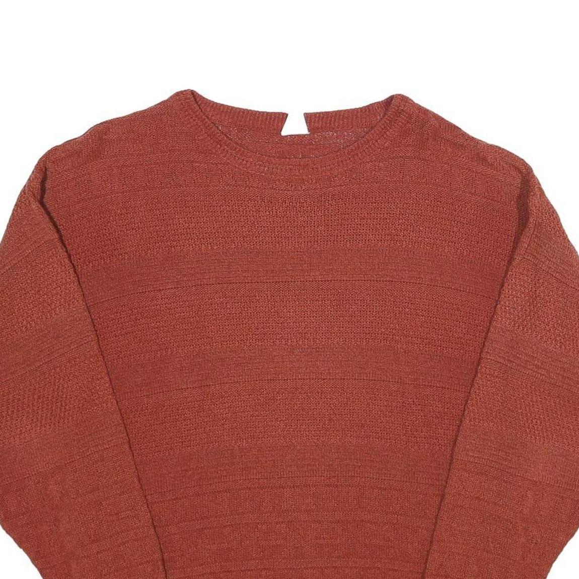 Mens Rust Patterned Cotton Blend Jumper Crew Neck Waffle Knit S Casualwear