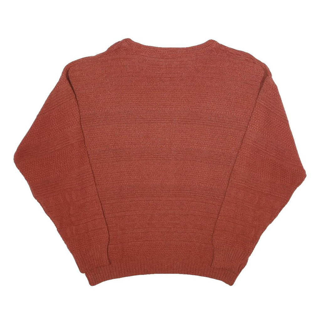Mens Rust Patterned Cotton Blend Jumper Crew Neck Waffle Knit S Casualwear