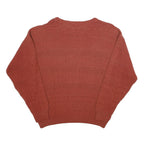 Mens Rust Patterned Cotton Blend Jumper Crew Neck Waffle Knit S Casualwear