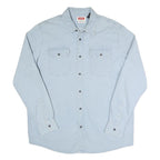 WRANGLER Mens Light Blue Cotton Blend Shirt L Long Sleeve Casual Denim Style