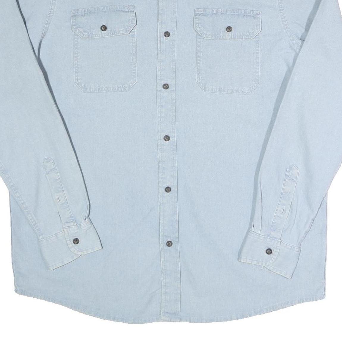 WRANGLER Mens Light Blue Cotton Blend Shirt L Long Sleeve Casual Denim Style