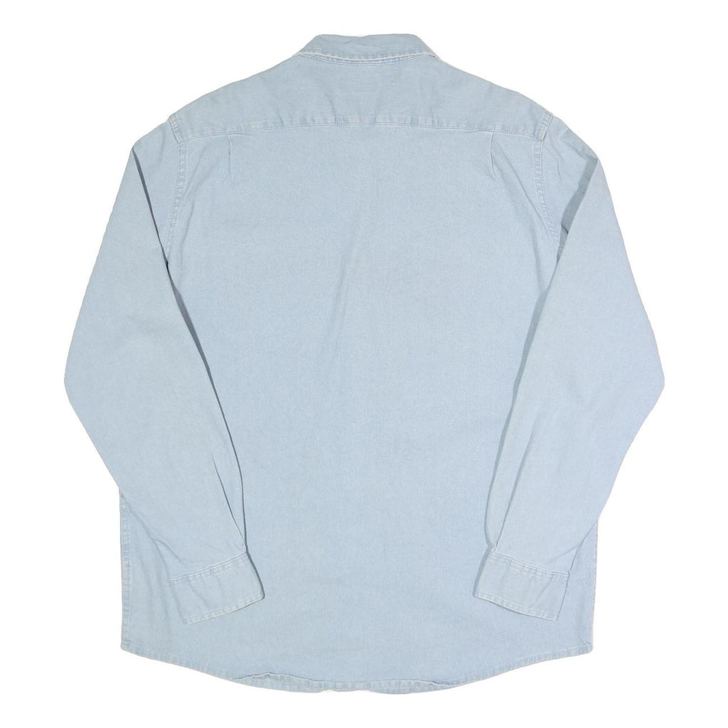 WRANGLER Mens Light Blue Cotton Blend Shirt L Long Sleeve Casual Denim Style