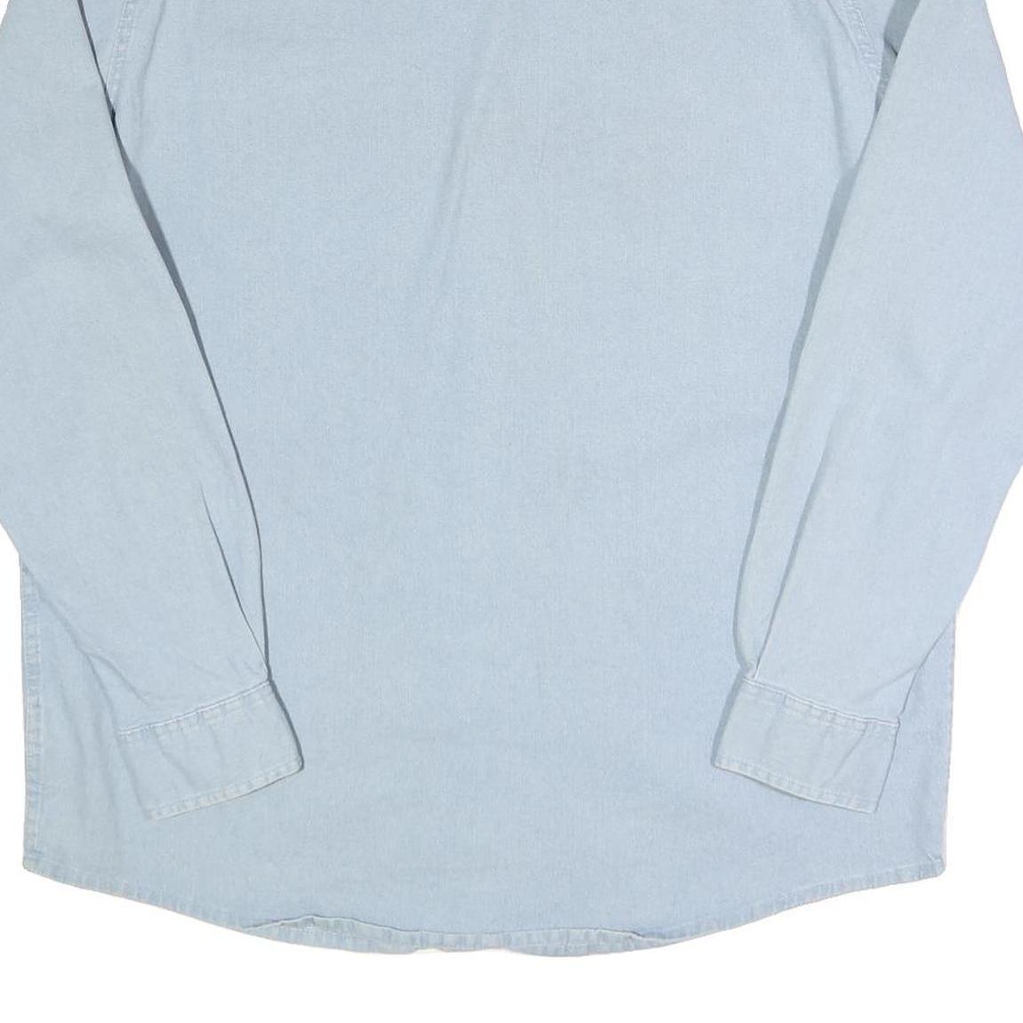 WRANGLER Mens Light Blue Cotton Blend Shirt L Long Sleeve Casual Denim Style