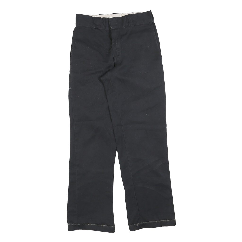 DICKIES Mens Black Cotton Blend Regular Fit Straight Leg Trousers W28 L30