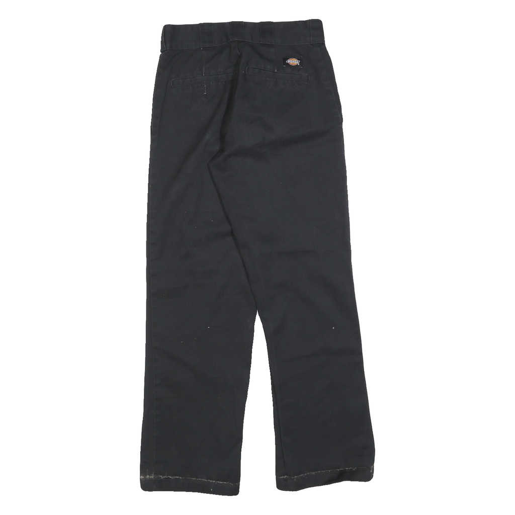 DICKIES Mens Black Cotton Blend Regular Fit Straight Leg Trousers W28 L30