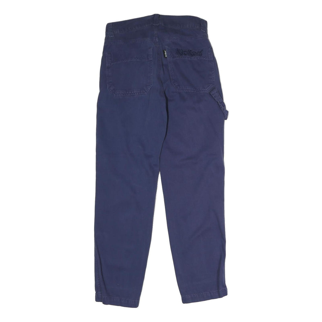 KICKERS Mens Cotton Blue Regular Straight Trousers W30 L32 Workwear Zip Closure