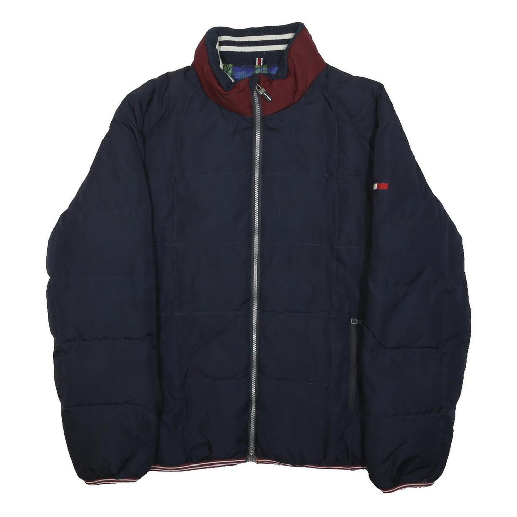 TOMMY HILFIGER Mens Navy Red Zip Jacket M Polyester Plain Casual Lightweight
