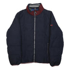 TOMMY HILFIGER Mens Navy Red Zip Jacket M Polyester Plain Casual Lightweight