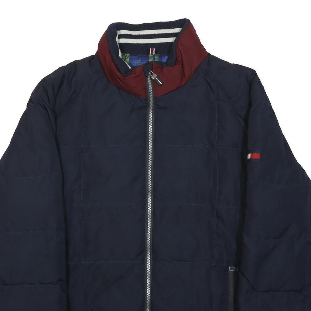 TOMMY HILFIGER Mens Navy Red Zip Jacket M Polyester Plain Casual Lightweight
